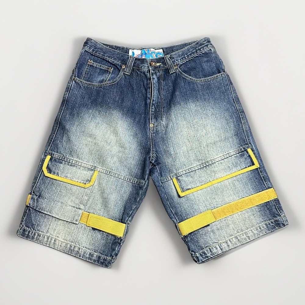 VTG Marithe Francois Girbaud Style Blue Shuttle Tape Cargo Denim Jorts Sz 32x13